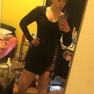 Fashion Nova black lace up dress